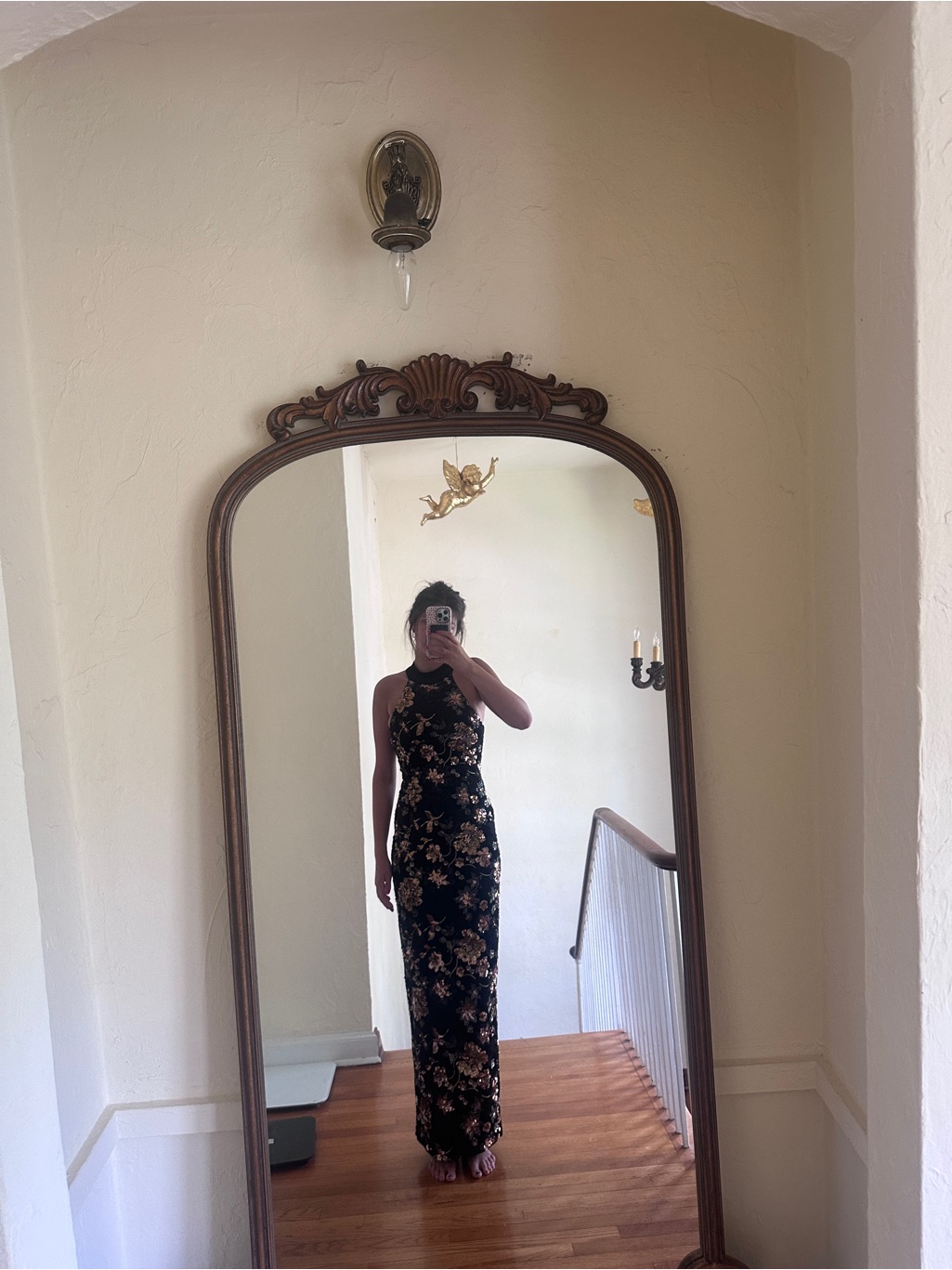 Club L London Black Floral Halter Maxi Dress